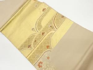 引箔変わり横段に花唐草模様織出し名古屋帯